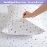 Softan Floral Full Sheet Set Purple Flower Printed Bed Sheets Double, Cozy Microfiber Patterned Fitted Sheets with 15" Deep Pocket & Non-Slip Straps, Cute Purple Sheets and Pillowcase Set