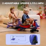 FanttikRide N7 Classic Electric Wiggle Car with Pedal, Rechargeable Battery, Ride on Toys, Swing Car, 2 Speeds, Anti-Rollover, Flashing Light Wheels, Bluetooth, for Ages 3 and Up, 150 Lbs, Blue