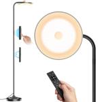 SIBRILLE 36W LED Floor Lamp, Super Bright Standing Lamp, Modern Stepless Dimmable Torchiere Tall Lamp with Remote Control, 350°Rotating Head Reading Floor Lamp for Living Room, Bedroom, Office