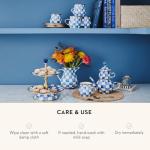 MACKENZIE-CHILDS Tall Enamel Vase, Unique Flower Vase, Decorative Table Decor for Living Room, Blue-and-White Royal Check