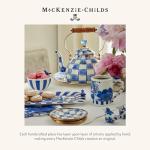 MACKENZIE-CHILDS Tall Enamel Vase, Unique Flower Vase, Decorative Table Decor for Living Room, Blue-and-White Royal Check