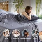 Bedsure Queen Sheet Set, Cooling Sheets for Queen Size Bed Set, Rayon Derived from Bamboo, Breathable & Soft, Deep Pocket Up to 16", Hotel Luxury Silky Bedding for Hot Sleepers, Dark Grey