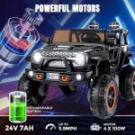 Hikole 24V Electric Ride on Truck, 2 Seater Battery Powered Truck with 20" Wide Seat, 4x100W Powerful Wheels, Music, Remote Control, LED Lights, Ride on Car for Big Kids Boys 4-8, Black