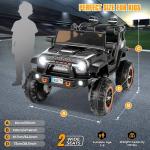 Hikole 24V Electric Ride on Truck, 2 Seater Battery Powered Truck with 20" Wide Seat, 4x100W Powerful Wheels, Music, Remote Control, LED Lights, Ride on Car for Big Kids Boys 4-8, Black