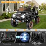 Hikole 24V Electric Ride on Truck, 2 Seater Battery Powered Truck with 20" Wide Seat, 4x100W Powerful Wheels, Music, Remote Control, LED Lights, Ride on Car for Big Kids Boys 4-8, Black