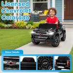 Winado Licensed Chevrolet Colorado Electric Car for Kids, 12V Ride on Toys for Toddlers with Remote Control, Battery Powered Electric Car Ride On Vehicle w/Bluetooth, Soft Start, LED Lights - Black