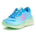 SKECHERS Kids Girls Max Cushioning Ascend - Aura Sneaker, Blue/Multi, 1 Little Kid