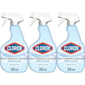 Clorox Free & Clear Multi Surface Cleaner, Spray Bottle, Fragrance Free, 32 Fluid Ounces, Pack of 3