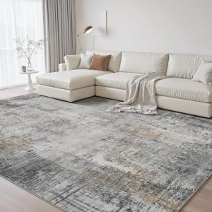 5 x 7 Area Rugs for Living Room, Machine Washable Non Slip Rug Ultra Soft Low Pile Indoor Carpet Modern Abstract Rugs for Bedroom Office Room Dining Room Beside, Grey