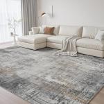5 x 7 Area Rugs for Living Room, Machine Washable Non Slip Rug Ultra Soft Low Pile Indoor Carpet Modern Abstract Rugs for Bedroom Office Room Dining Room Beside, Grey