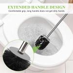 AONEZ Compact Toilet Brush & Holder, Stainless Steel Handle, Space Saving for Storage, Deep Cleaning, Drip-Proof, Easy to Assemble, Nylon Bristles, White & Grey