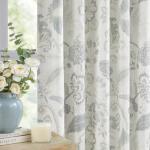 Kayne Studio Blue Grey Blackout Curtain Panels Linen Botanical Leaf Print Floral Farmhouse Drapes Soundproof Light Blocking Window Treatment Living Room Bedroom Pinch Pleated BackTab,40"x108",2 Panels