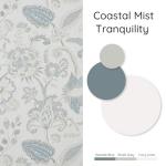 Kayne Studio Blue Grey Blackout Curtain Panels Linen Botanical Leaf Print Floral Farmhouse Drapes Soundproof Light Blocking Window Treatment Living Room Bedroom Pinch Pleated BackTab,40"x108",2 Panels