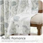 Kayne Studio Blue Grey Blackout Curtain Panels Linen Botanical Leaf Print Floral Farmhouse Drapes Soundproof Light Blocking Window Treatment Living Room Bedroom Pinch Pleated BackTab,40"x108",2 Panels