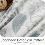 Kayne Studio Blue Grey Blackout Curtain Panels Linen Botanical Leaf Print Floral Farmhouse Drapes Soundproof Light Blocking Window Treatment Living Room Bedroom Pinch Pleated BackTab,40"x108",2 Panels