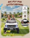 First Ride On 24V Kids Ride On Truck, Licensed Ford F-150 Raptor 2 Seater Electric Car w/Remote Control, Toddler Ride On Car Toys w/LED Lights, Bluetooth, Music, Truck Bed Storage, Soft Start (White)
