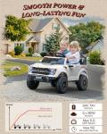 First Ride On 24V Kids Ride On Truck, Licensed Ford F-150 Raptor 2 Seater Electric Car w/Remote Control, Toddler Ride On Car Toys w/LED Lights, Bluetooth, Music, Truck Bed Storage, Soft Start (White)