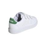 adidas Unisex-Kids Advantage Base 2.0, White/White/Green, 3.5