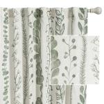 MEETSKY Sage Green Curtains 95 Inches Length 2 Panels Boho Curtains for Living Room Light Filtering Patterned Drapes for Bedroom Linen Style Back Tab Leaf Print Window Treatment, 50” Wide Each Panel