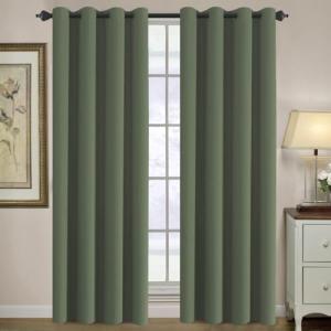 H.VERSAILTEX Blackout Curtain for Living Room Thermal Insulated Window Treatment Curtain Extra Long 84 inch Length Energy Saving Solid Grommet Top Blackout Drape, One Panel, Bronze Green, 52"W x 84"L