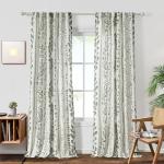 MEETSKY Sage Green Curtains 95 Inches Length 2 Panels Boho Curtains for Living Room Light Filtering Patterned Drapes for Bedroom Linen Style Back Tab Leaf Print Window Treatment, 50” Wide Each Panel