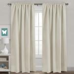 H.VERSAILTEX Light Reducing Curtains Thermal Insulated Window Treatment Panels Room Darkening Privacy Assured Drapes for Living Room Back Tab/Rod Pocket Bedroom Drapes 2 Panels, Ivory - 52 x 84 Inch