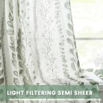 MEETSKY Sage Green Curtains 95 Inches Length 2 Panels Boho Curtains for Living Room Light Filtering Patterned Drapes for Bedroom Linen Style Back Tab Leaf Print Window Treatment, 50” Wide Each Panel