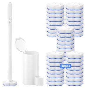 Topo Bear Disposable Toilet Bowl Brush with 40 Toilet Wand Refills, Toilet Bowl Cleaner Wands, Toilet Cleaning System Starter Kit