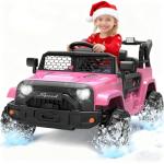 Hotsolo 12V Power Wheels with Remote Control, Electric Car for Kids with LED Lights, 3 Speeds, Music & Horn, Power Wheel for 3-6 Ages Boy Girl Gift, Pink