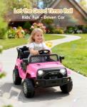 Hotsolo 12V Power Wheels with Remote Control, Electric Car for Kids with LED Lights, 3 Speeds, Music & Horn, Power Wheel for 3-6 Ages Boy Girl Gift, Pink