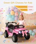 Hotsolo 12V Power Wheels with Remote Control, Electric Car for Kids with LED Lights, 3 Speeds, Music & Horn, Power Wheel for 3-6 Ages Boy Girl Gift, Pink