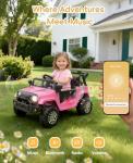 Hotsolo 12V Power Wheels with Remote Control, Electric Car for Kids with LED Lights, 3 Speeds, Music & Horn, Power Wheel for 3-6 Ages Boy Girl Gift, Pink