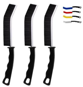 Crevice Cleaning Brush Cleaning Tools Cleaning Supplies Grout Brush Scrub Brush Toilet Brush for Household Use for Cleaning Bathroom Kitchen 3 Pcs (Black)