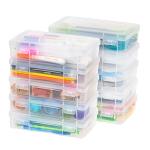 IRIS USA Pencil Case Boxes, 10-Pack, |Made in USA|, Plastic Bead Organizing Containers with Snap Lid for Arts, Crafts, & Stickers, Clear - Medium