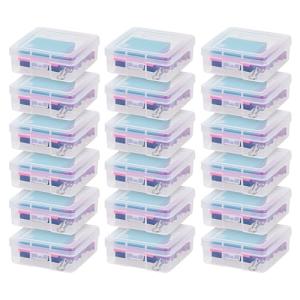 IRIS USA Pencil Case Boxes, 18-Pack, |Made in USA|, Plastic Bead Organizing Containers with Snap Lid for Arts, Crafts, & Stickers, Clear - Small