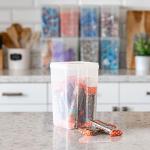 IRIS USA Vertical Plastic Flip Top Storage Containers Bins with Lids for Pantry, Home, Office, Organization, Medium, Stackable Hinged Organizer with Latches, Clear, 10 Pack