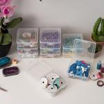 IRIS USA Pencil Case Boxes, 18-Pack, |Made in USA|, Plastic Bead Organizing Containers with Snap Lid for Arts, Crafts, & Stickers, Clear - Small