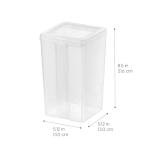 IRIS USA Vertical Plastic Flip Top Storage Containers Bins with Lids for Pantry, Home, Office, Organization, Medium, Stackable Hinged Organizer with Latches, Clear, 10 Pack