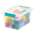 IRIS USA 4 Qt. Small Plastic Storage Bins with Lids, 6 Pack, Clip Box Containers for Craft Storage, Organizing Tote Sensory Bins for Home, Office & Art Supplies, Stackable, Clear