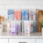 IRIS USA Vertical Plastic Flip Top Storage Containers Bins with Lids for Pantry, Home, Office, Organization, Medium, Stackable Hinged Organizer with Latches, Clear, 10 Pack