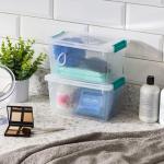 IRIS USA 4 Qt. Small Plastic Storage Bins with Lids, 6 Pack, Clip Box Containers for Craft Storage, Organizing Tote Sensory Bins for Home, Office & Art Supplies, Stackable, Clear