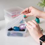 IRIS USA Pencil Case Boxes, 18-Pack, |Made in USA|, Plastic Bead Organizing Containers with Snap Lid for Arts, Crafts, & Stickers, Clear - Small