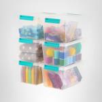 IRIS USA 4 Qt. Small Plastic Storage Bins with Lids, 6 Pack, Clip Box Containers for Craft Storage, Organizing Tote Sensory Bins for Home, Office & Art Supplies, Stackable, Clear