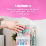 IRIS USA Vertical Plastic Flip Top Storage Containers Bins with Lids for Pantry, Home, Office, Organization, Medium, Stackable Hinged Organizer with Latches, Clear, 10 Pack