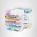 IRIS USA Pencil Case Boxes, 10-Pack, |Made in USA|, Plastic Bead Organizing Containers with Snap Lid for Arts, Crafts, & Stickers, Clear - Medium