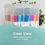 IRIS USA Vertical Plastic Flip Top Storage Containers Bins with Lids for Pantry, Home, Office, Organization, Medium, Stackable Hinged Organizer with Latches, Clear, 10 Pack