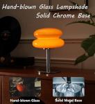 Glivpny Mushroom Lamp for Bedroom,Mid Century Modern Lamp for Nightstand, Dimmable Retro Egg Tart Bedside Small Lamps,Unique Home Mushroom Decor Aesthetic Cute Table Lamps for Living Room (Orange)
