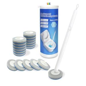 Disposable Toilet Brush and Holder Set with 18 Count Cleaner Refills Pads Replacement Heads,1 Wand Handle, 1 Storage Caddy,Essential for Toilet Bowl Cleaners,Bathroom Cleaning, Bathtub