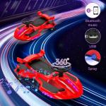 12V Electric Wiggle Car with Pedal for Kids, Rechargeable 2 in 1 Swing Car, Drifting Ride On Toys with Backrest, Anti-Rollover, Spray, Flashing Light, Music, for Ages 3 and Up, 150 Lbs (Red-Black)