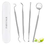 PARYUNGR Dental Tools, Professional Teeth Cleaning Oral Care Hygiene Kit, Stainless Steel Dental Pick Tooth Scraper Tartar Plaque Remover for Dentist, Personal, Pet Use with Storage Box
